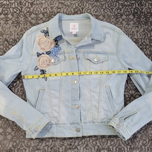 Lularoe Harvey Floral Embroidered Denim Jacket Size S - Picture 10 of 12
